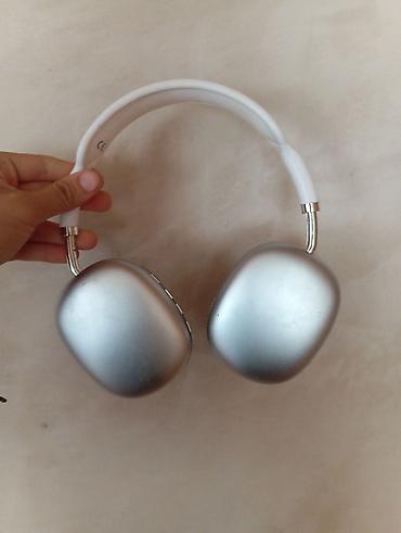 bluetooth qulaqliq: Bluetooth qulaqlıq – over-ear tipli, gümüşü kasa və ağ basliq 1-2 — 2