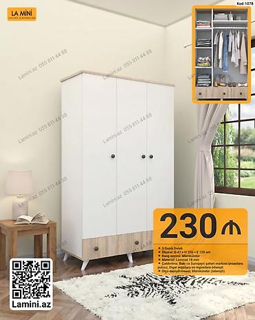 Dolablar: La Mini 3 qapılı dolab - Kod: 1078 - Ölçülər: D 47 × H 200 × E 120 sm — 1