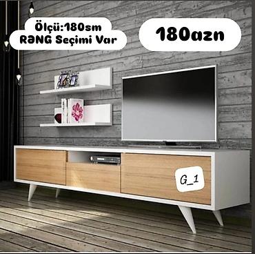 ev mebeleri: TV stendi və divar rəfləri dəsti - Ölçü: 180 sm (TV tumbası) - Rəng — 1
