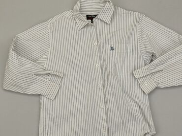 białe body z długim rękawem: Koszula 12 lat, stan - Dobry, wzór - W paski, kolor - Biały
