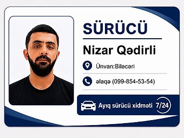 ayıq sürücü xidməti: Ayıq sürücü, 33 yaş, stajı 14 il, (C) — 1