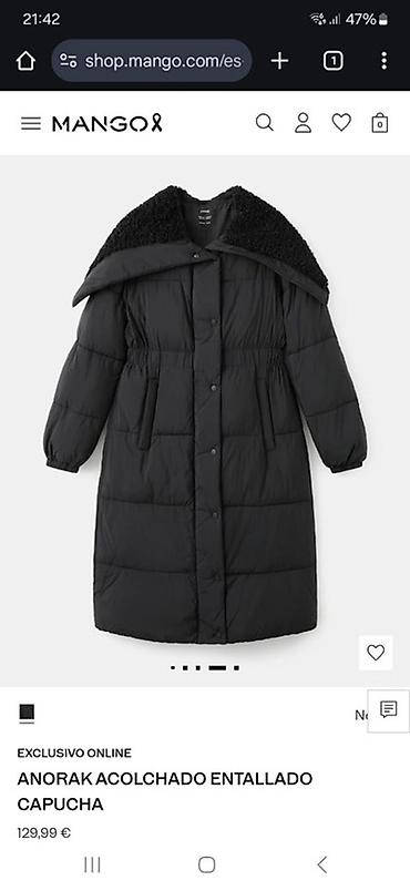 hind geyimi: Mango qadın üçün uzun şişirdilmiş anorak gödəkçə. Model qara rəngdədir — 1