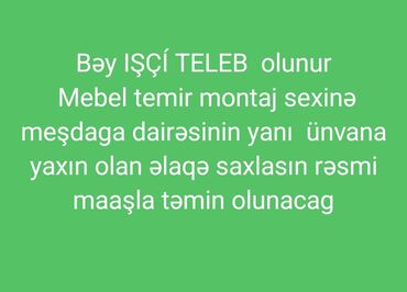 Avtobiznes, servis xidmətləri: Vakansiya: mebel təmiri və montaj sexinə bəy işçi tələb olunur