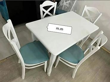 taxt tumba: Mətbəx üçün, Yeni, Açılmayan, Dördbucaq masa, 4 stul — 3