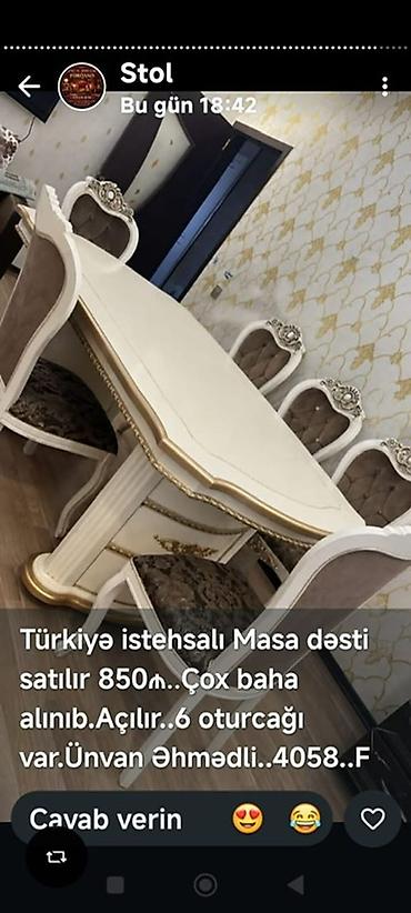 mdf panel: Türkiyə istehsalı klassik yemək otağı masa dəsti - Açılan masa: üst — 2