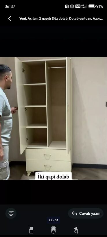 Dolablar: Yeni, Açılan, 2 qapılı Düz dolab, Dolab-asılqan, Azərbaycan — 21