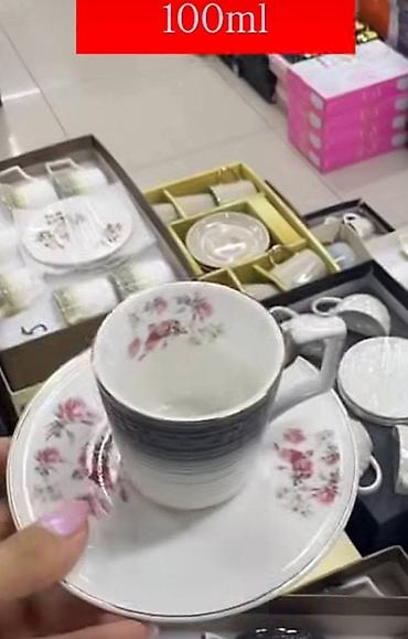 sat: Set šoljica za kafu/espresso sa tacnama – zapremina 100 ml. Set od 12 — 3
