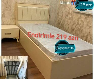 ucuz yataq mebelleri: Новый, Односпальная кровать, С подъемным механизмом, С матрасом, Без выдвижных ящиков, Азербайджан