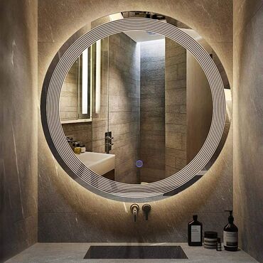 ev ucun guzguler: Güzgü Divar üçün, Dairə, Dekorativ, Arxa işıqlı