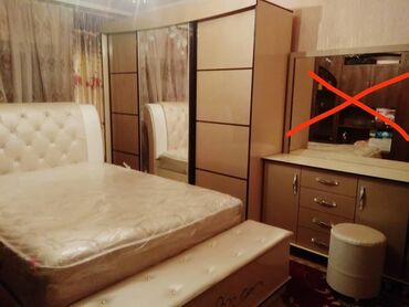 румынский спальный гарнитур: Спальный гарнитур, Двуспальная кровать, Шкаф, Комод, цвет - Бежевый