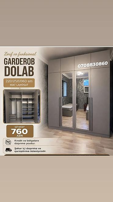 Zərif və funksional garderob dolabı - Material: mat laminat -