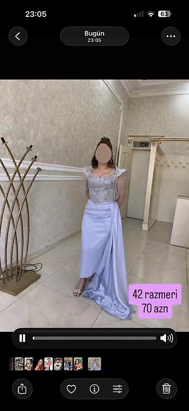 uzun kurtqa: Gümüşü-bənövşəyi rəngdə zərif axşam geyimi. Üst hissə daş-qaş naxışlı — 2