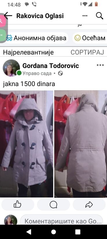 Zimske jakne: Ženske zimske jakne – više modela i veličina 1) Siva prošivena jakna — 7