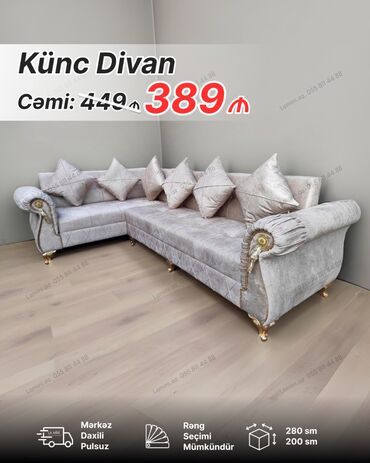 Divanlar: Künc divan, Yeni, Açılan, Bazalı, Vеlur parça, Şəhərdaxili pulsuz çatdırılma — 3