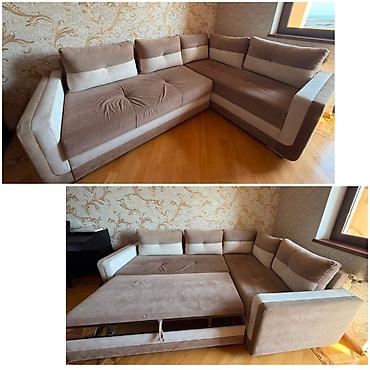 Ev üçün mebel: Künc divan, İşlənmiş, Açılan, Bazalı, Parça — 1