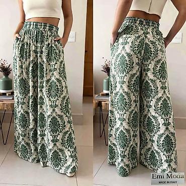ps helanke: Ženske široke pantalone sa printom – Emi Moda, Made in Italy - Kroj — 6