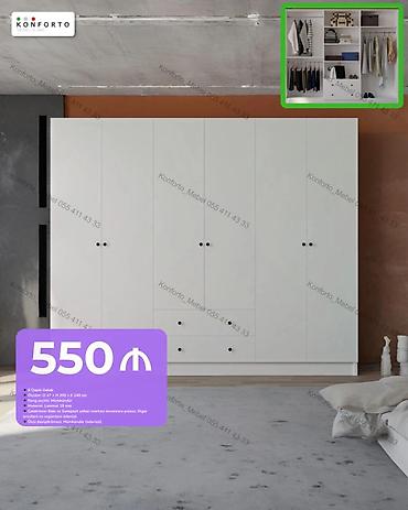 8 qapılı paltar dolabı – ağ rəngli, minimalist dizayn. Xüsusiyyətlər