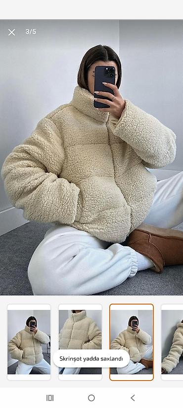 Куртки: Qadınlar üçün teddy/peluş şişmə gödəkçə - Model: qısa, oversize kəsim — 3