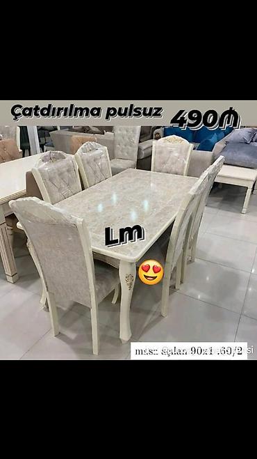 kreditle stol stul: Qonaq otağı üçün, Yeni, Açılmayan, Dördbucaq masa, 6 stul — 1