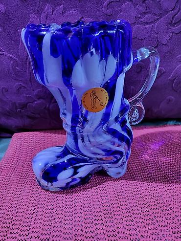 Ostali kućni dekor: Cizma,vaza nova murano,usnama duvano staklo iz 70,80ih. god — 2