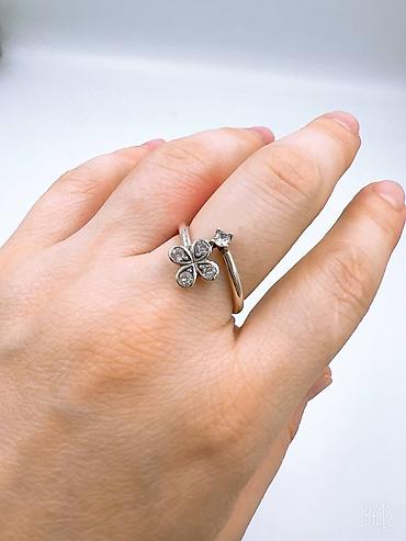 Серебряные кольца: Кольцо, Коктейльное, Проба 925, Женские, Фианит, Новый — 14