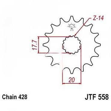 8 25 20: Prednji lančanik za motocikl – JTF 558, 14 zuba - Tip: prednji — 4