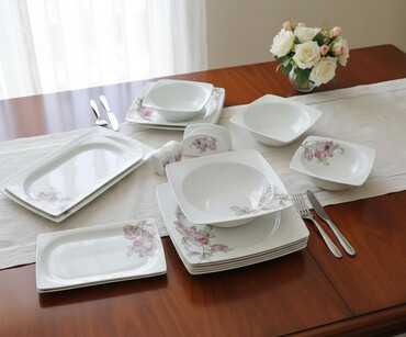 Nahar dəstləri və servizlər: Nahar dəsti, rəng - Ağ, Farfor, 6 nəfərlik, Türkiyə — 1