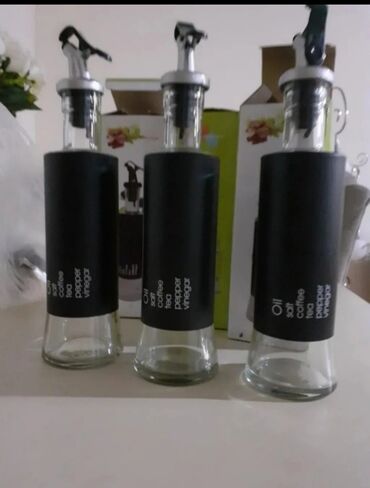 Asılqanlar: Mətbəx üçün yağ/sirkə dispenser butulkaları dəsti - Şüşə materialdan