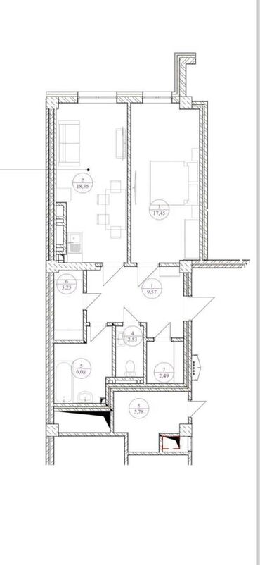 3 комнатные квартиры в бишкеке продажа: 2 комнаты, 64 м², Элитка, 2 этаж, ПСО (под самоотделку)