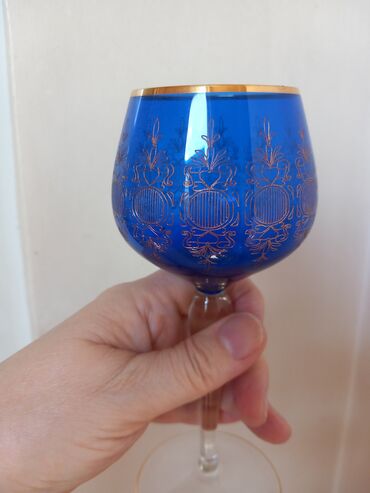 вазы из богемского стекла: Бокалы, цвет - Синий