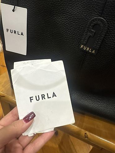 Шопперы: Сумка Furla, черная, из натуральной зернистой кожи. Сумка абсолютно — 12