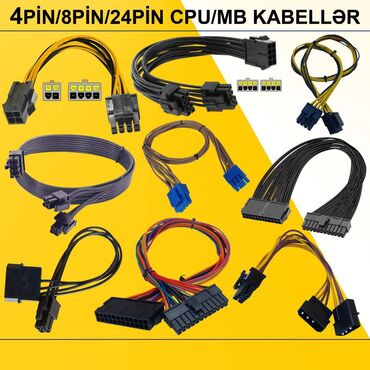 Klaviaturalar: Kabellər "4/8/24pin CPU/MB Original" ⭐4pin to 8pin (4+4) MB 20sm – 6