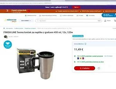 Električna kuvala: Putna termo šolja sa grejačem za auto – Finish Line - Napajanje: 12 V — 13