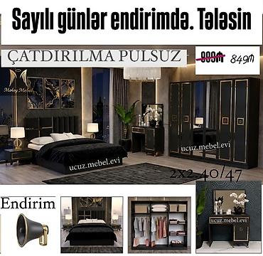 Qara-qızılı dizaynda dəbdəbəli yataq otağı dəsti Komplekt: - Çarpayı