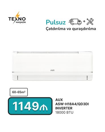 fuji kondisioner: Kondisioner AUX, 50-60 kv. m, Split sistem, Kredit yoxdur, Pulsuz quraşdırılma
