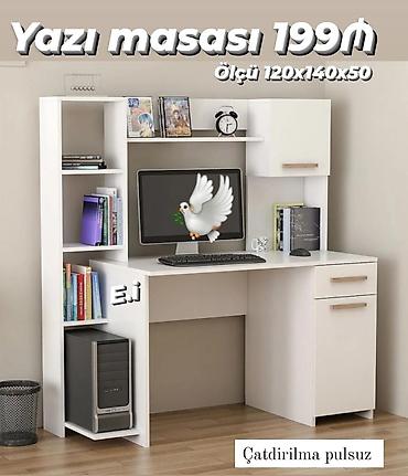 Yazı masası – 199₼ Ölçü: 120×140×50 - Kompüter üçün geniş iş səthi -
