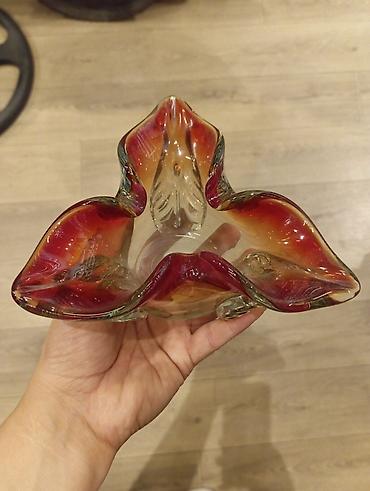 samdan: Rəng keçişli bədii şüşə kase - Material: qalın, büllur kimi şəffaf — 1