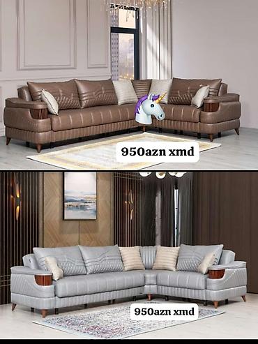 divan modelleri ve qiymetleri: Modern künc divan dəsti - İki rəng seçimi: qəhvəyi və açıq boz - — 1
