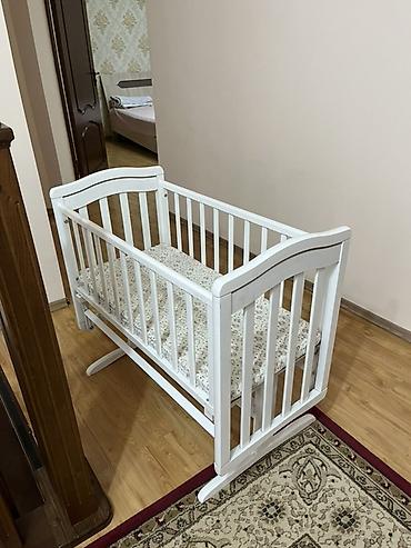 Люльки: Детская кровать- качалка из дерева, матрац в комплекте — 4