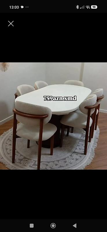 Yemək masası dəsti – 6 nəfərlik - Dəst: 1 masa + 6 stul - Masa lalafo.az -da Yemək masası dəsti – 6 nəfərlik - Dəst: 1 masa + 6 stul - Masa