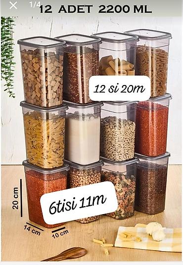 Аксессуары для кухни: Mətbəx üçün saxlama qabları dəsti - Həcm: 2200 ml - Ölçülər: 20 sm — 1