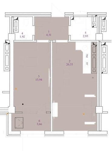 элит хоус: 1 комната, 47 м², Элитка, 6 этаж, ПСО (под самоотделку) — 5