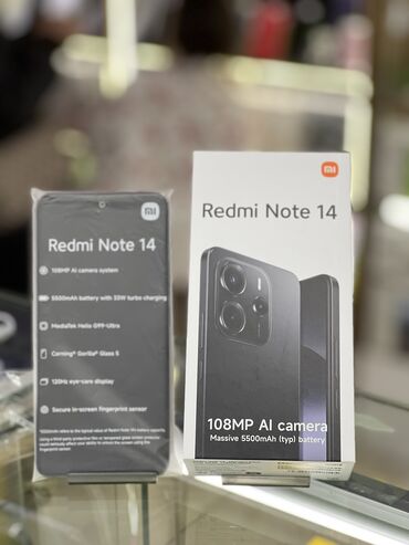 телефон редми 14: Redmi, Redmi Note 14, Новый, 256 ГБ, цвет - Черный, В рассрочку, 2 SIM