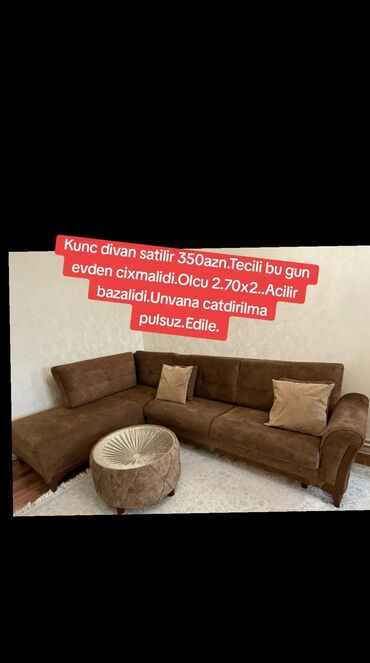Mətbəx mebeli: Kunc divan satilir 350azn.Tecili bu gun evden cixmalidi.Olcu