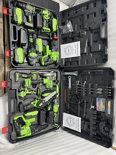 Наборы электроинструментов: Аккумуляторный набор электроинструментов 21V Li‑ion в ударопрочных — 8