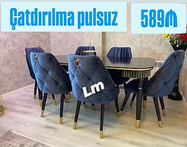 mekteb stolu: Qonaq otağı üçün, Yeni, Açılmayan, Dördbucaq masa, 6 stul — 1