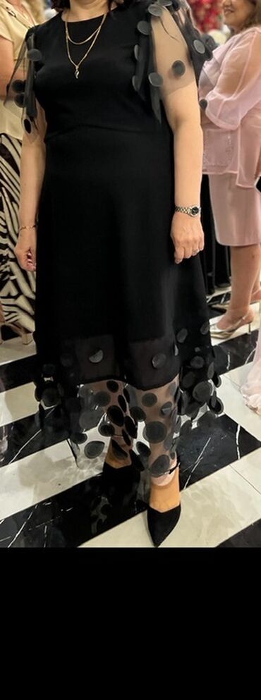 gul hicab instagram: Qara rəngli ziyafət donu - Model: A-kəsimli, dizdən aşağı uzunluq -