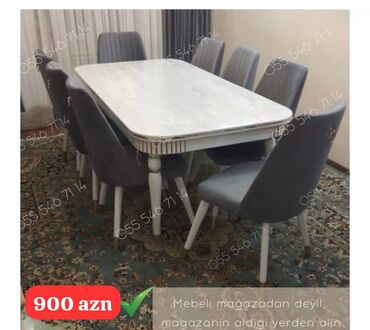 Masa və oturacaq dəstləri: Yeni, Dördbucaq masa, 8 stul