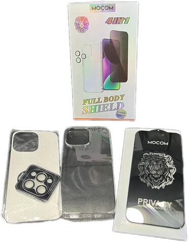 telefon iphone 14: Mocom 4İN1 İphone14 pro max 1.privacy glass 2.kamera glass 3.carbon