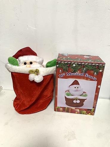 помпоны: Прячется в мешке. Музыкальная новогодняя игрушка «Santa» 10" - — 1